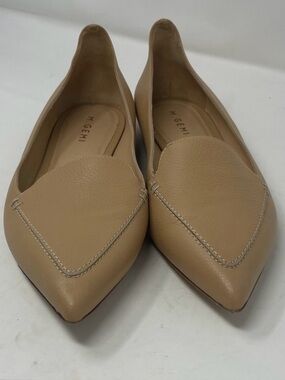 M. Gemi Beige Leather Pointed Flats Size 11 Excellent Condition